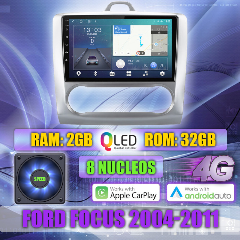 PANTALLA GPS FORD FOCUS MK2 2004-2011 9 PULGADAS CARPLAY