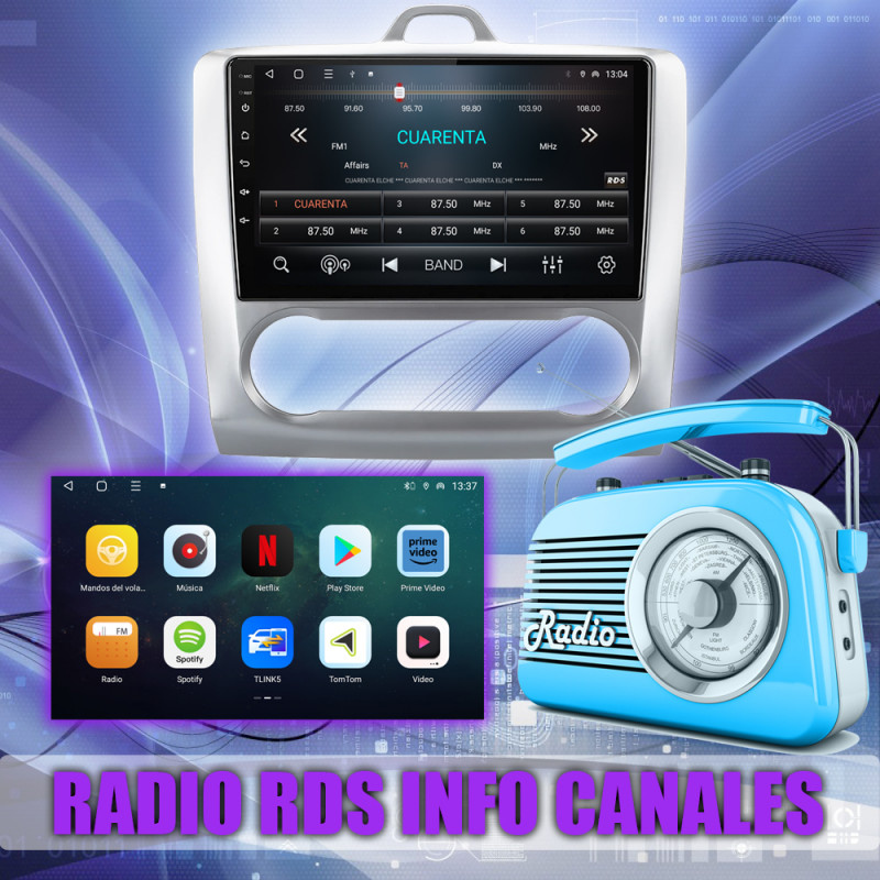 PANTALLA GPS FORD FOCUS MK2 2004-2011 9 PULGADAS CARPLAY