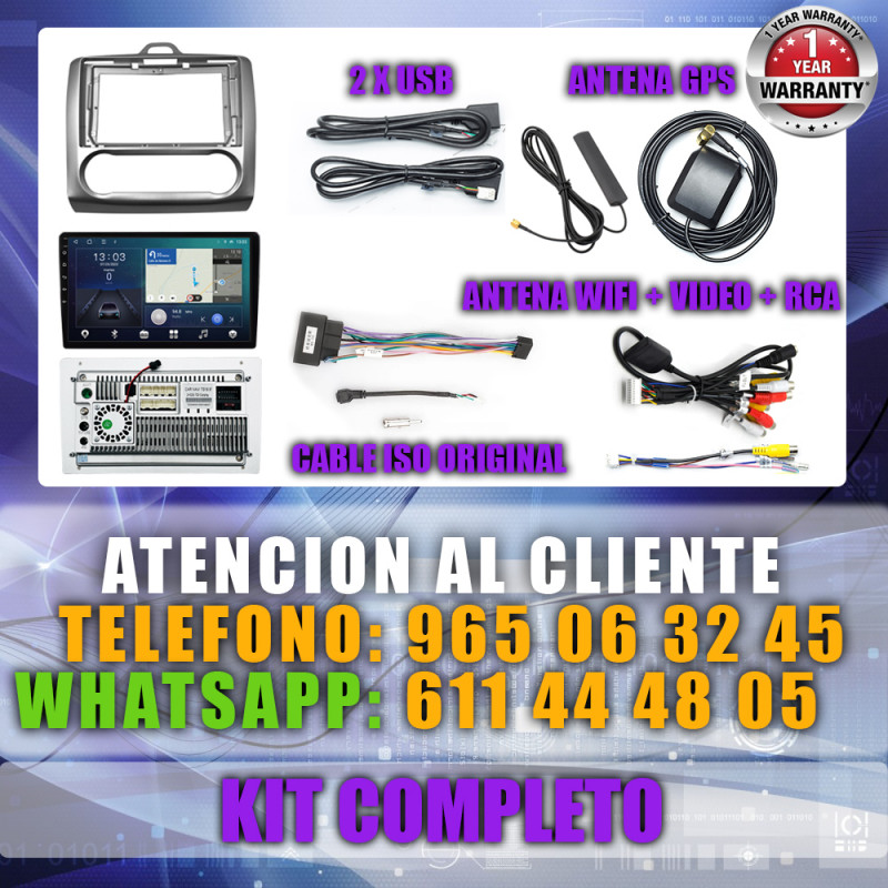 PANTALLA GPS FORD FOCUS MK2 2004-2011 9 PULGADAS CARPLAY