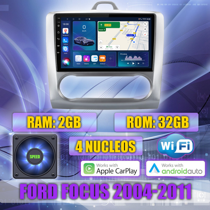 PANTALLA GPS FORD FOCUS MK2 2004-2011 9 PULGADAS CARPLAY