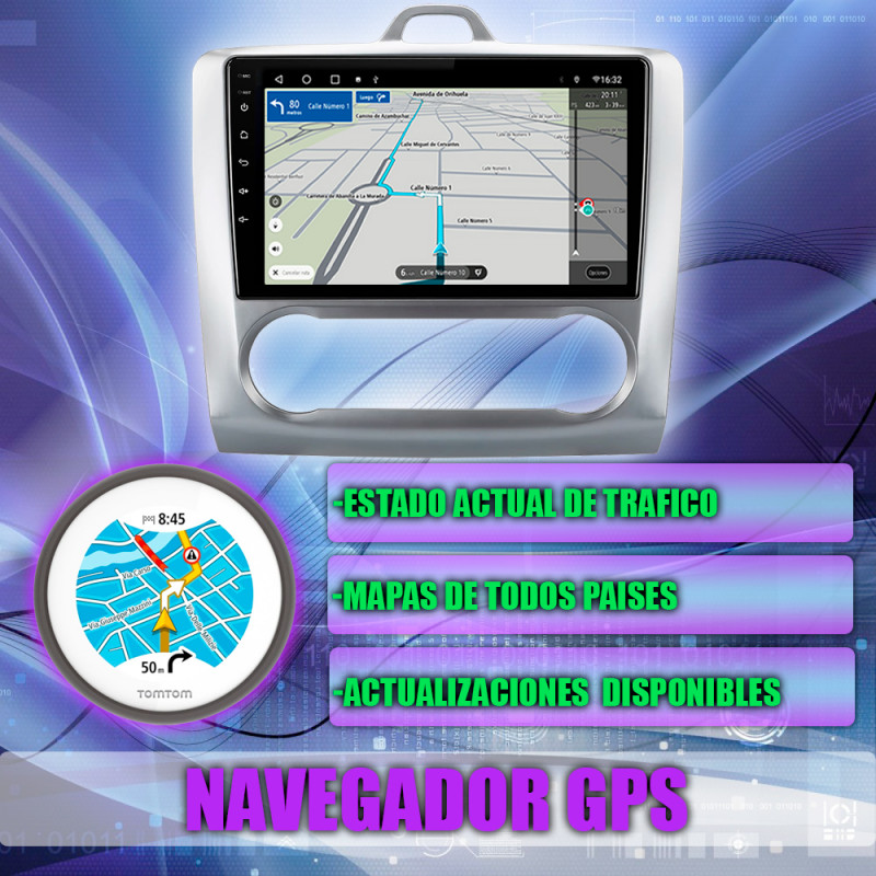 PANTALLA GPS FORD FOCUS MK2 2004-2011 9 PULGADAS CARPLAY