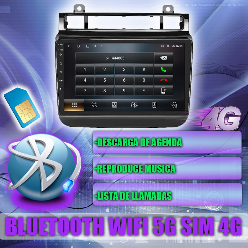 PANTALLA GPS VOLKSWAGEN TOUAREG 2011-2017 9 PULGADAS CARPLAY