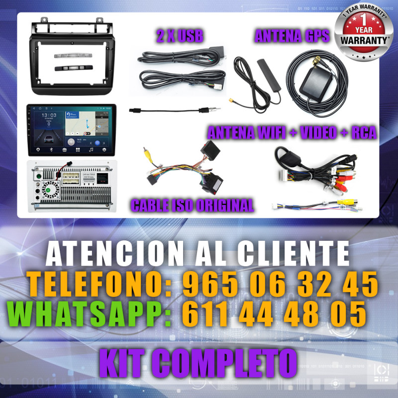 PANTALLA GPS VOLKSWAGEN TOUAREG 2011-2017 9 PULGADAS CARPLAY