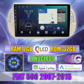 PANTALLA GPS FIAT 500 2007-2015 9 PULGADAS CARPLAY ANDROID AUTO