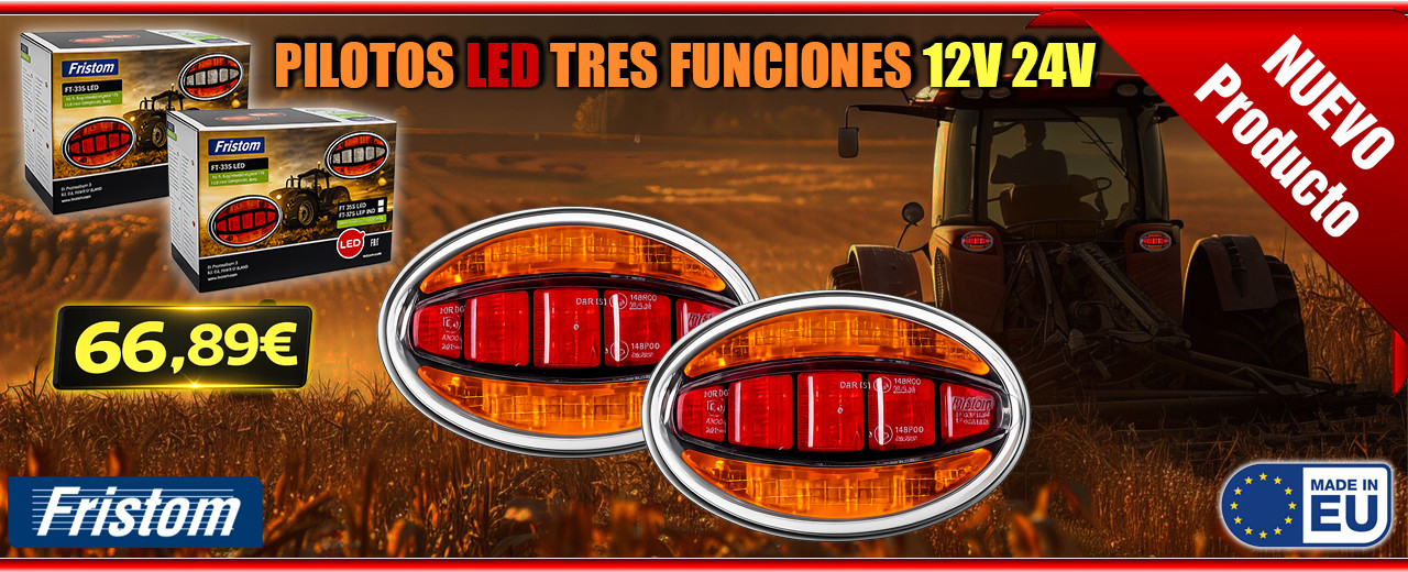 Pilotos LED Tres Funciones para Maquinarias Agrícolas de 12v y 24v 