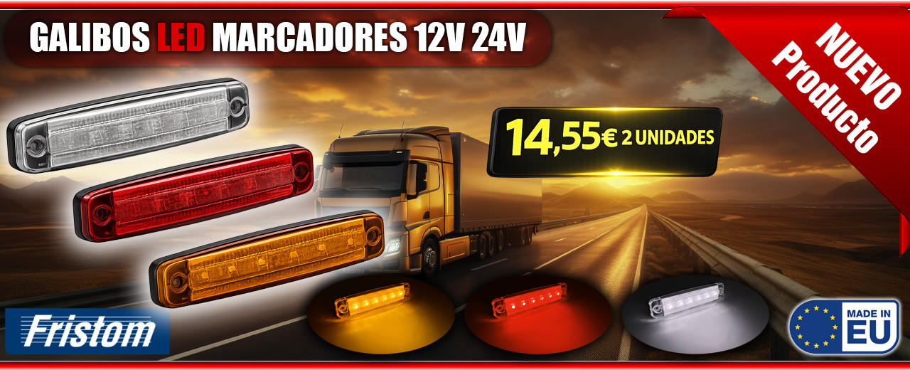 Gálibos LED Marcadores Blancos, Rojos, Ámbar Marca Fristom 12v 24v